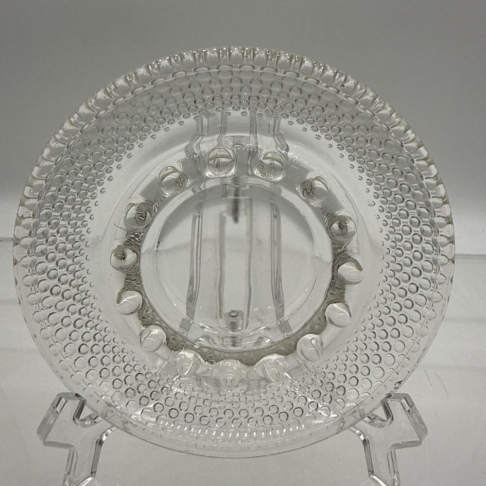 Vtg Mid-century Indiana Glass Diamond Point Hobnail Clear Ashtray Dish 6" VGC